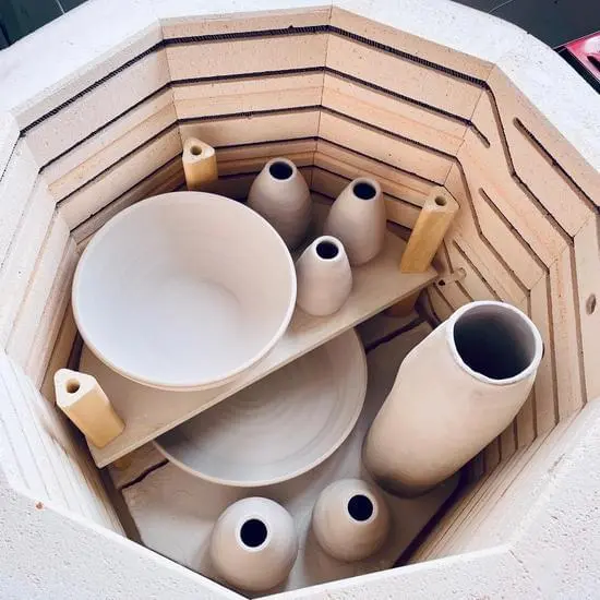 kiln loaded with pottery